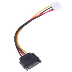 SATA TO IDE Power Cable 15 Pin SATA Male to Molex IDE 4 Pin Female Cable Ad^ _yi - Afbeelding 1 van 12