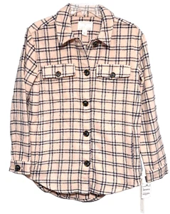 Caslon Jacket Womens Jacket S Pink Smoke Navy Tucker Check Shacket Casual Work - Picture 1 of 12