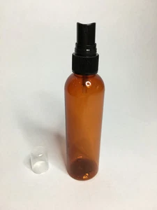 Amber PET Plastic 125ml Boston Bottle And Black Atomiser 20/410 Neck ANY AMOUNT - Picture 1 of 2