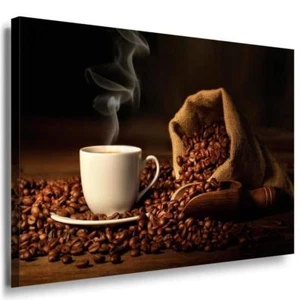 Kaffe Kaffebohnen Tasse Leinwandbild AK Art Bilder Mehrfarbig Kunstdruck TOP XXL - Bild 1 von 5