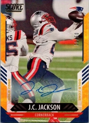 2021 SCORE VETERAN AUTOGRAPH GOLD ZONE PARALLEL #289 J.C. JACKSON 11/50 - Image 1 of 2