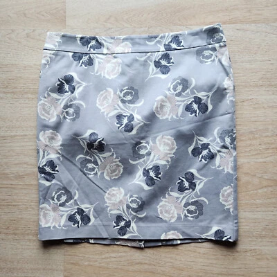 NUEVO CON ETIQUETAS Ann Taylor Mini Falda Lápiz Floral Mezcla Algodón Gris Mujer Talla Grande 16 $90 Foto 1 de 4