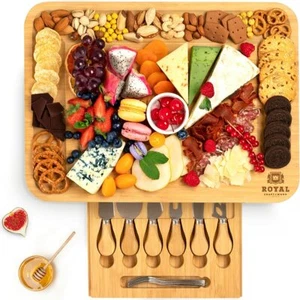 Tabla de queso y juego de cuchillos: 17.5 x 13 pulgadas - Plato de embutidos de madera y servin - Imagen 1 de 7