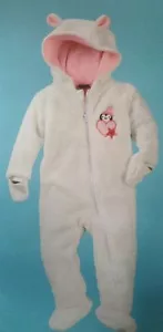 Baby Girl Fleece All In One White Soft Hooded Outerwear 12-24 Months - Picture 1 of 1