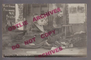 Fillmore NUEVA YORK RPPC 1909 ROBO Oficina de Correos Caja Fuerte Abierta Robo NY ¡GUAU! - Imagen 1 de 3
