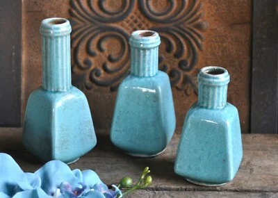 Vase 3er Set verschiedene Farben Apricot Weiß Blau Creme Grün Brynxz LP: 18,95 - Bild 1 von 3