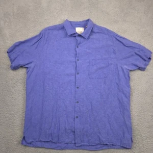 Tasso Elba Island Shirt Mens XXL Purple Textured Silk Linen Blend Button Front - Picture 1 of 12
