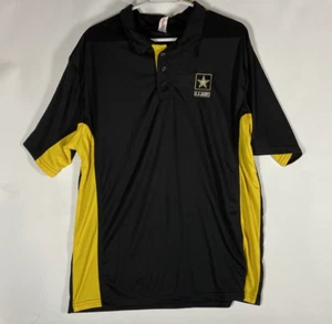 US Army EMBROIDERED Black Gold button Polo Shirt USA Made XL - Picture 1 of 6