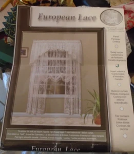 Spitzengardine Volant Swag Topper europäisch weiß Mona Lisa Muster NEU - Bild 1 von 7