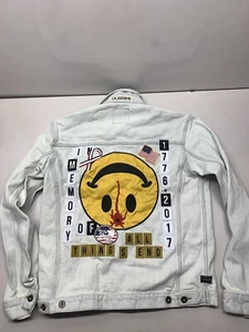 10 Deep Tenth Division Denim Jacket Smiley Face Headshot Medium - Picture 1 of 14