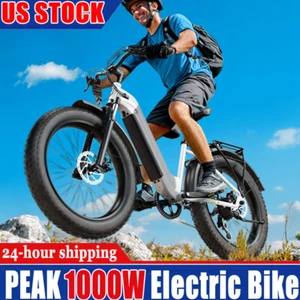 26" Fat Tire Electric Bike for Adults 1000W Peak Off-Road Mountain Hunting Bike - Picture 1 of 25