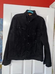Most Wanted Mens Button Front Denim Black Jean Jacket Size XL - Picture 1 of 3