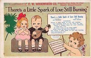 FW Woolworth Co. Werbe Postkarte Musikabteilung Comic um 1920 B9 - Bild 1 von 2