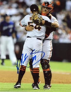 HECTOR SANCHEZ W/ SERGIO ROMO SAN FRANCISCO GIANTS SIGNED 8X10 PHOTO W/COA - Picture 1 of 1