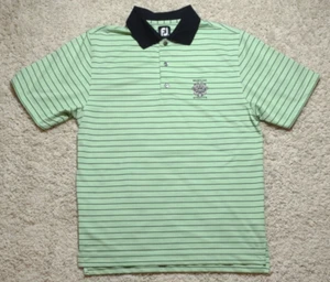 Footjoy Golf Polo Shirt Men's Medium Whistling Straits Performance Green Striped - Picture 1 of 9