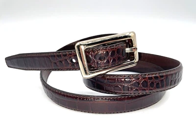 Fossil Women’s Belt Skinny Leather Brown Large Snakeskin Print Preppy Hipster - Image 1 of 4
