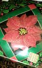 Christmas KING BED QUILT Plaid POINSETTIA Vintage Estate New Old Stock, 7lbs