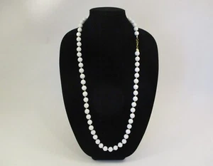 Vintage Lawrence VRBA Necklace 36" Faceted White Bead Gold Tone Metal - Picture 1 of 5