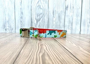 1" Roary Soft Handmade Adjustable Dog Collar silver clip S-XL - Picture 1 of 7