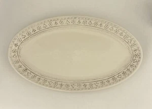 Hallmark Christmas Ivory Platter Silver Snowflake Tree Pattern Vintage - Picture 1 of 2