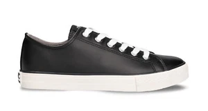 Men vegan sneakers size 11.5 Black Apple Skin Organic Cotton low-top minimalist - Picture 1 of 7