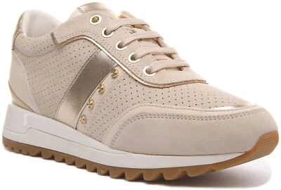 Tenis Geox D Tabelya para mujer con tachuelas doradas con cordones en beige talla US 6-11 Foto 1 de 4