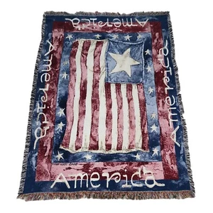 Manta tapiz tejida vintage Diane Knott patriótica América bandera americana firmada - Imagen 1 de 13