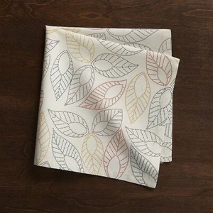 Crate & and Barrel DOTTED LEAF Cotton NAPKINS x 3- Multi-Colored- NEW-NWOT - Picture 1 of 4