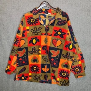 Capacity Sweatshirt Women's 2XL Orange Vintage Button Up Fleece 90s Classic - Picture 1 of 12