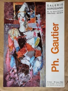 Vintage Galerie Gorosane Paris 1984 Kunst Ausstellung Poster Gautier 19 1/2x27 1/2" - Bild 1 von 1