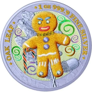 Germania 2019 5 Mark - Bejeweled Gingerbread - Crazy Daddy - 1 Oz Silbermünze - Picture 1 of 6