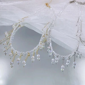 Damen Shinny Zirkonia Quaste Halskette Körperkette Schlüsselbein Kette Fee Halskette - Bild 1 von 14