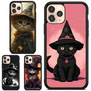 Hard Black Case cat as a witch For Galaxy S20 S21 S22 Plus Ultra - Picture 1 of 25