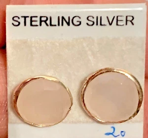 Sterling Cushon Faceted Rose Quartz Stud Earrings E-54p - Picture 1 of 1