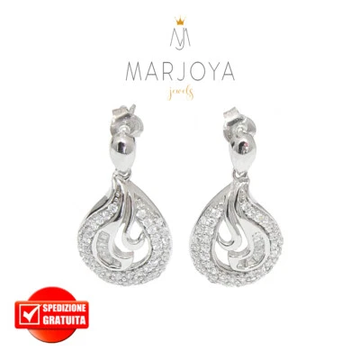 Orecchini pendenti a goccia con pavè di zirconi bianchi in argento 925 - Immagine 1 di 4