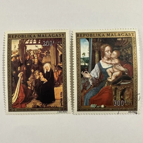 1974 Madagascar Postage Stamp Airmail Noel Art Painting Christ Child Baby Jesus Cover