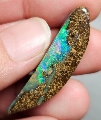 Polished Boulder Opal Quilpie Green Crystal 24.35 Carat Lapidary Australian Opal - Image 1 of 4