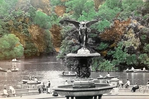 11x14 Original hand Colored Photo Of Bethesda Fountain Central Park NYC. - Picture 1 of 1
