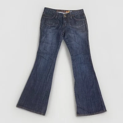 Pantalones de mezclilla acampanados Mudd Y2K años 2000 pierna acampanada tiro bajo elásticos talla 9 (32x30) Foto 1 de 4