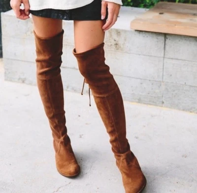 Botas femininas Sole Diva Lounge camurça sintética acima do joelho tamanho 8 Veronica marrom - Imagem 1 de 3