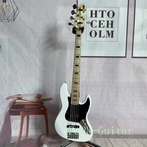 Basso Elettrico White Marcus Miller Jazz 5 Corde Corpo Solido Collo Acero - Foto 1 di 8