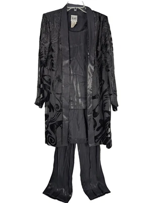 De Colección R&M Richards Karen Kwong Terciopelo Burnout Chaqueta Pantalones Conjunto Talla 8 Gótico Años 90 Foto 1 de 4