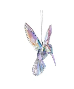 Kurt Adler Iridescent Hummingbird Acrylic Christmas Ornament Clear 4" - Picture 1 of 1