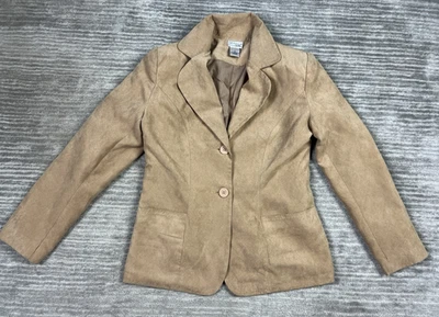 Chaqueta Kim Rogers Signature Mujer Pequeña Marrón Blazer Forrado Poliéster Imitación Gamuza Foto 1 de 4