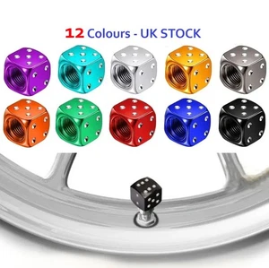 4pc Dice Tyre Valve Dust Caps Schrader Car Bike Motorcycle Metal Alloy UK Seller - Picture 1 of 30