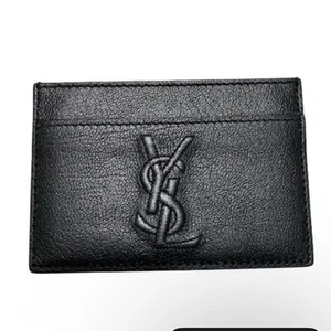 Saint Laurent Card Case Holder Wallet Compact Purse YSL Cassandra Black Leather - Picture 1 of 24