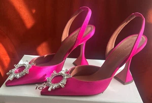 Amina Muaddi Begum Sling 37,5 Raso AM Ruby - PINK - Bild 1 von 4