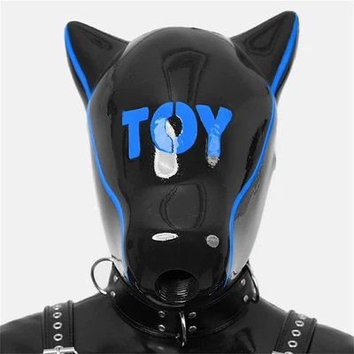 FURRJOI Silicone Blue BDSM IDO Drone Hood Dog Mask Headgear For Halloween - Image 1 of 4