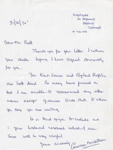 Letter Signed by Cameron Nicholson  WW1 & WW11. Handwritten Letter - Picture 1 of 1