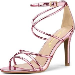 Allegra K Women's Open Toe Stiletto Heel Sandals (Size 6) Strappy Straps Heels - Picture 1 of 8